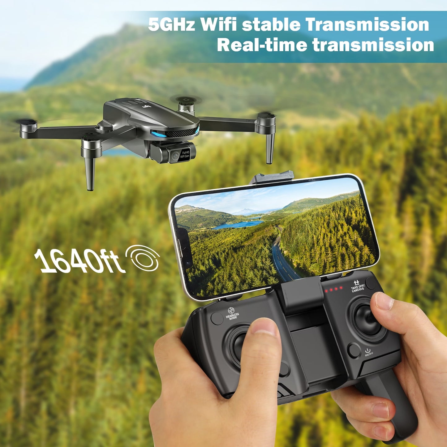 Loheer G09 GPS Drone with Camera for Adults 4k, RC Quadcopter Auto Return Home, 2 Batteries, Black