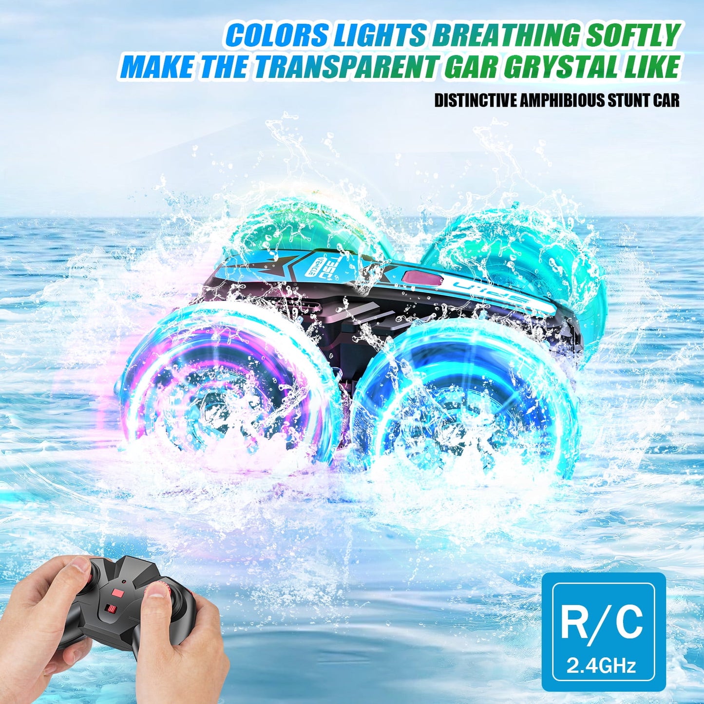 Loheer RC Car for Kids, 2.4 GHz Amphibious Remote Control Cars All Terrain Toys Boys Girls Gifts
