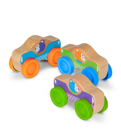 Wooden animal stacking cars