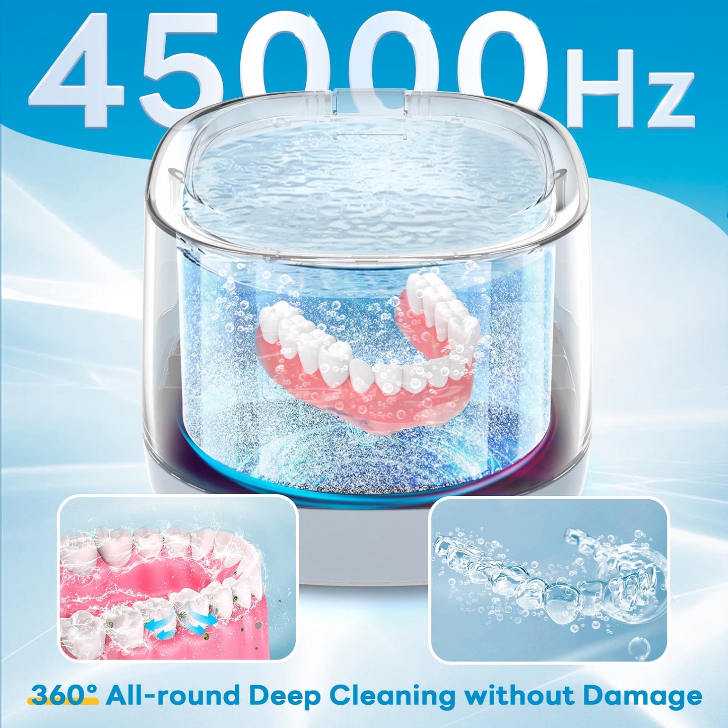 Loheer Ultrasonic Retainer Cleaner 45kHz, 250ML Retainer Cleaner Machine for Denture, Mouth Guard, Aligner