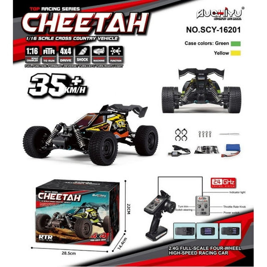 1:16 Scale Ready to Run Fast Remote Control Car, High Speed Jump RC Monster Truck, Off Road RC Cars, 4WD All Terrain RTR RC Truck with 2 LiPo Batteries for Boys and Adults
