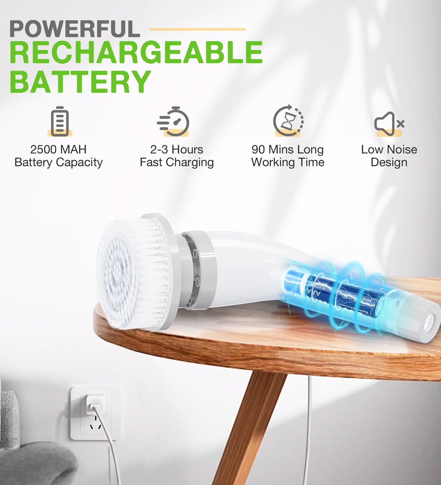 LOHEER Electric Spin Scrubber, Cordless Bathroom Scrubber Cleaning Brush for Floor, Bathtub, Kitchen