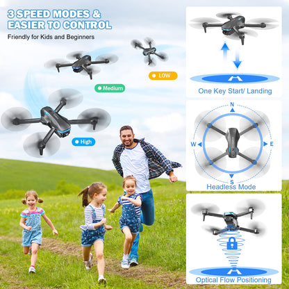 Drone With Camera 1080P for Kids And Adults, RC Quadcopter Drone with Altitude Hold, Mini Drone With One Key Start, Waypoint Fly, Headless Mode, 3D Flip, 3 Speeds, Remote Control Drone for Beginners