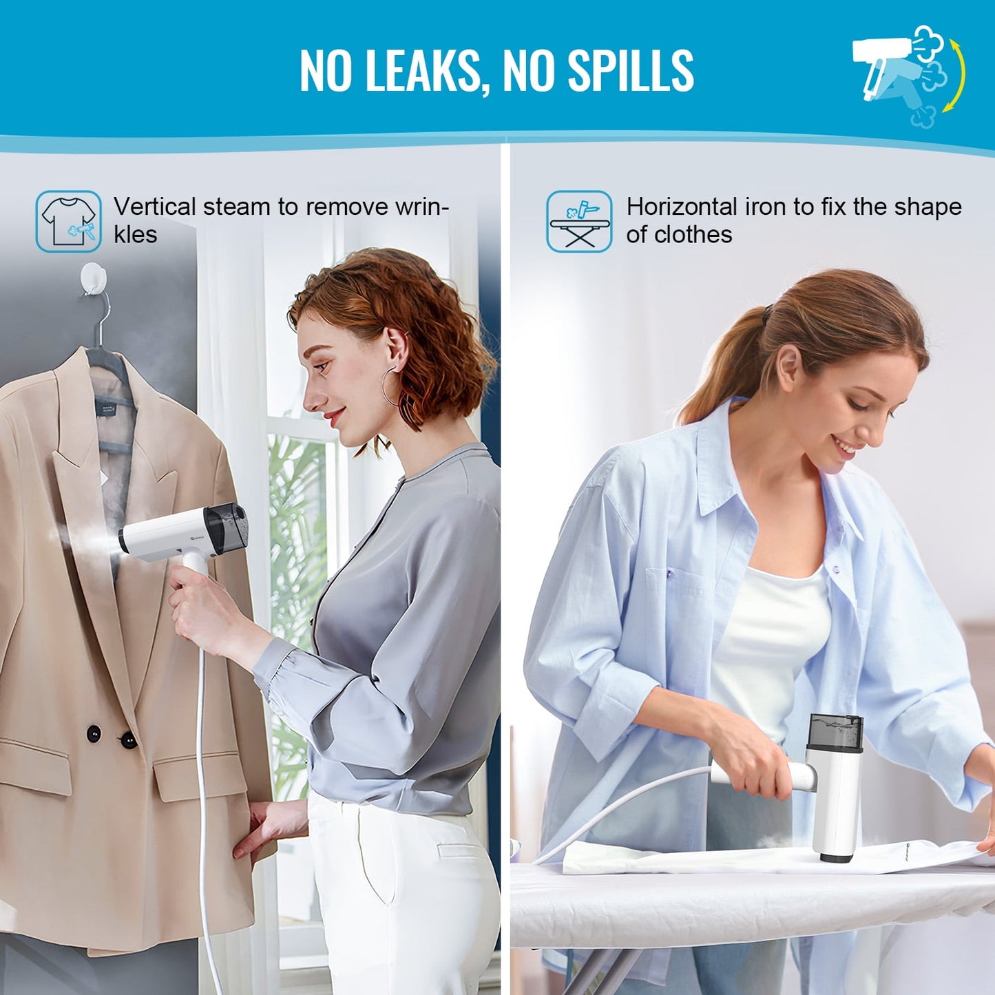 LOHEER Travel Steamer for Clothes 1000W , Foldable Handheld Garment Steamer Fabric Wrinkle Remover
