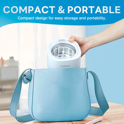 Loheer Ultrasonic Retainer Cleaner 45kHz, 250ML Retainer Cleaner Machine for Denture, Mouth Guard, Aligner