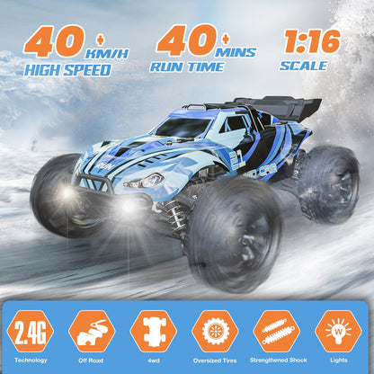 RC Cars, 1:16 All Terrain Remote Control Car for Adults & Boys, 4WD Off-Road RC Truck, High Speed Fast 30+ MPH