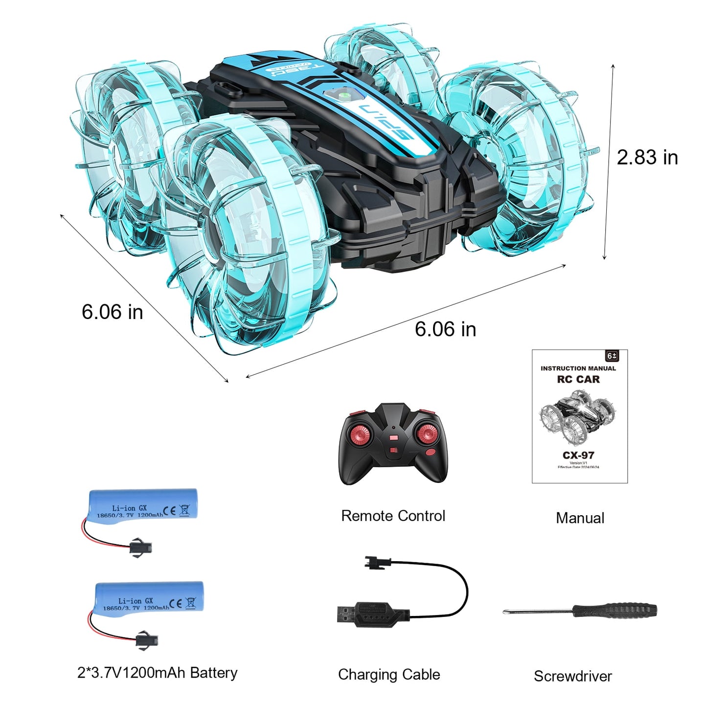 Loheer RC Car for Kids, 2.4 GHz Amphibious Remote Control Cars All Terrain Toys Boys Girls Gifts