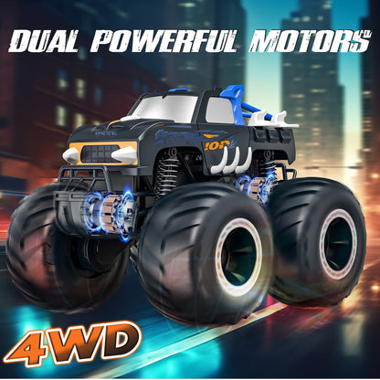 LOHEER 1:16 Remote Control Cars , Waterproof 4WD RC Monster Truck Toys Gifts for Kids Adults