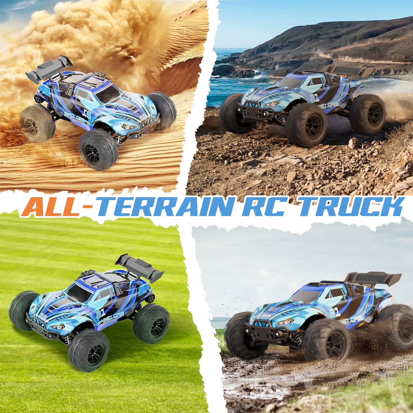 RC Cars, 1:16 All Terrain Remote Control Car for Adults & Boys, 4WD Off-Road RC Truck, High Speed Fast 30+ MPH