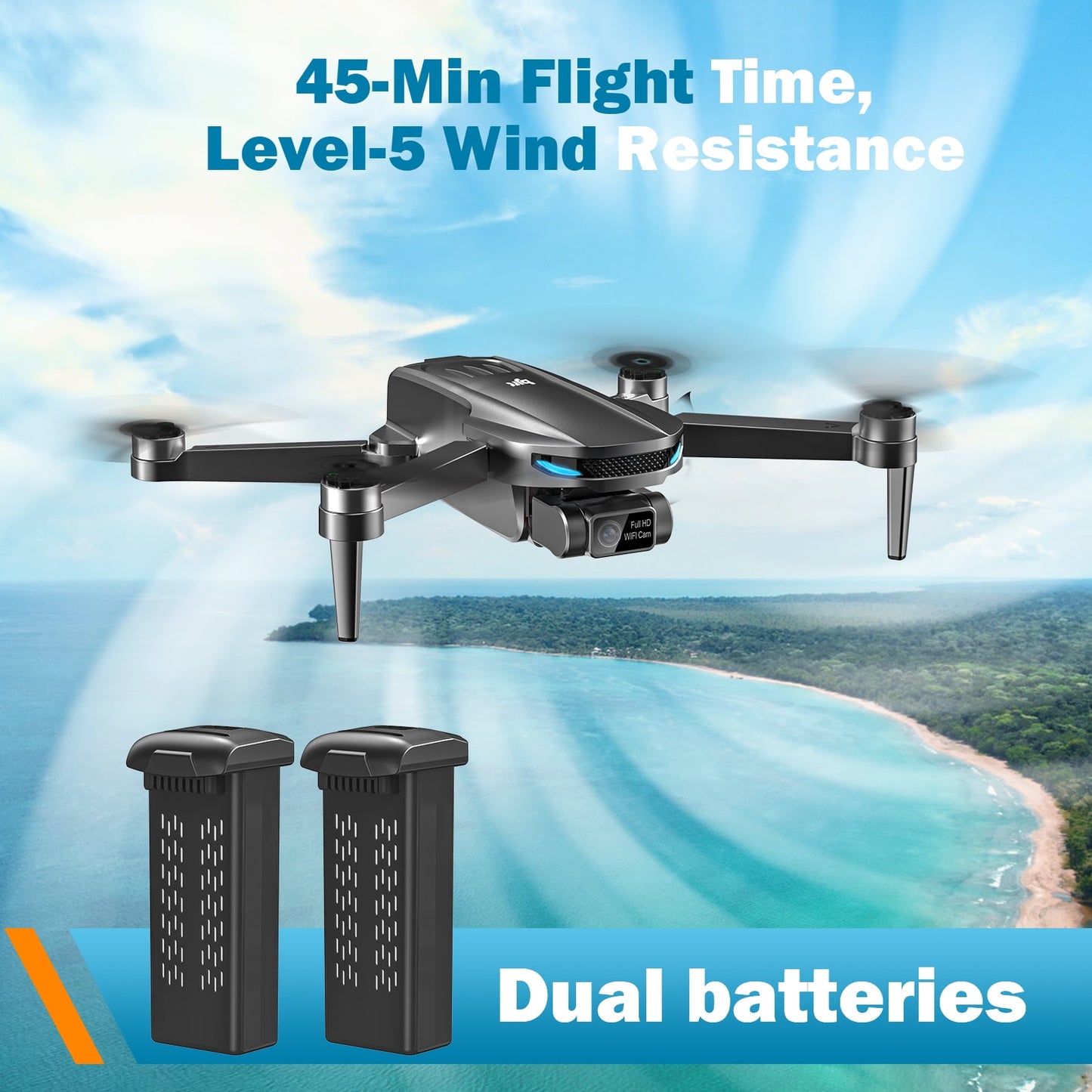 Loheer G09 GPS Drone with Camera for Adults 4k, RC Quadcopter Auto Return Home, 2 Batteries, Black