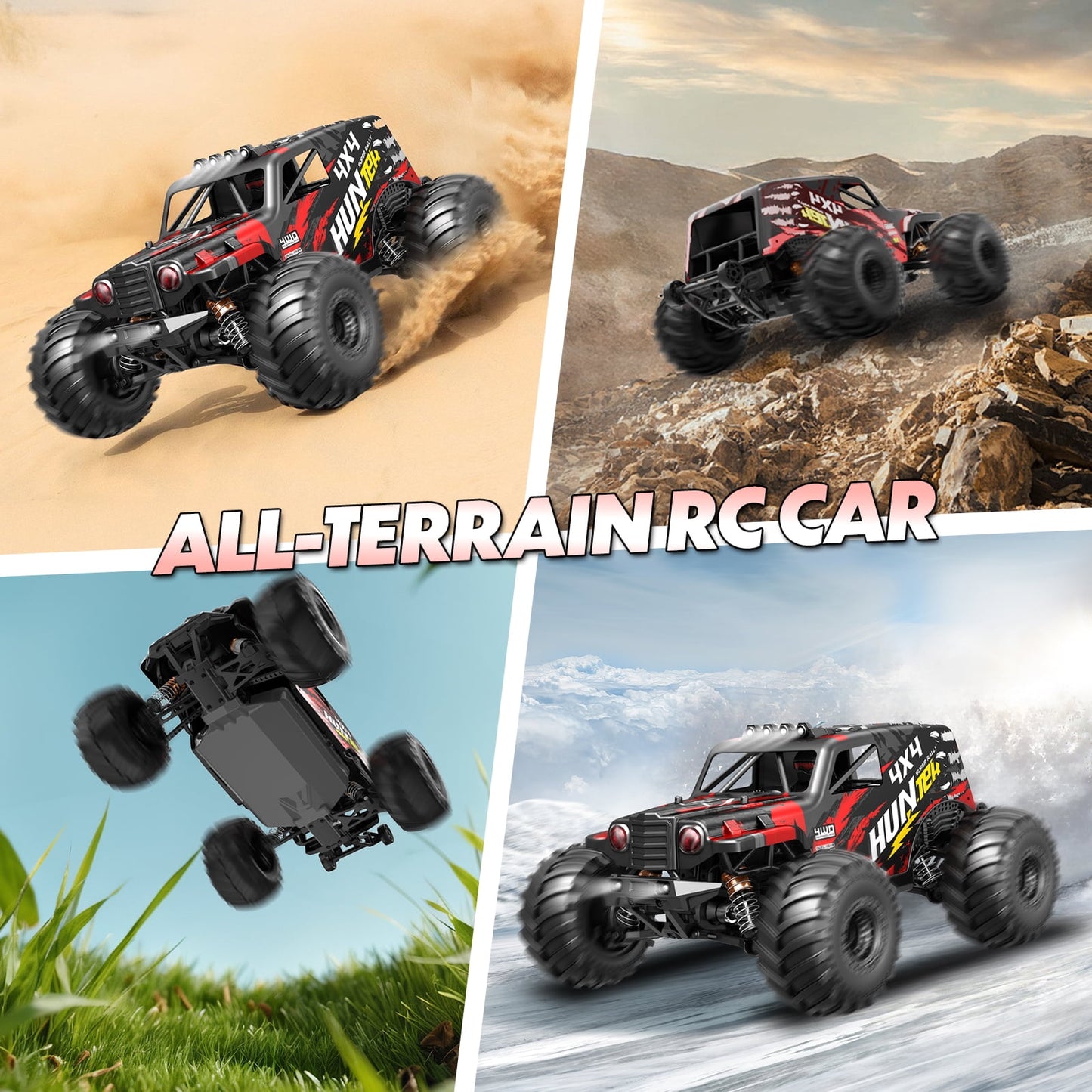 LOHEER 1:14 RC Cars for Adults Fast 42 mph, 4WD Off-Road RC Trucks with 6 LED Lights, High Speed Remote Control Car for Teen Boy Gifts