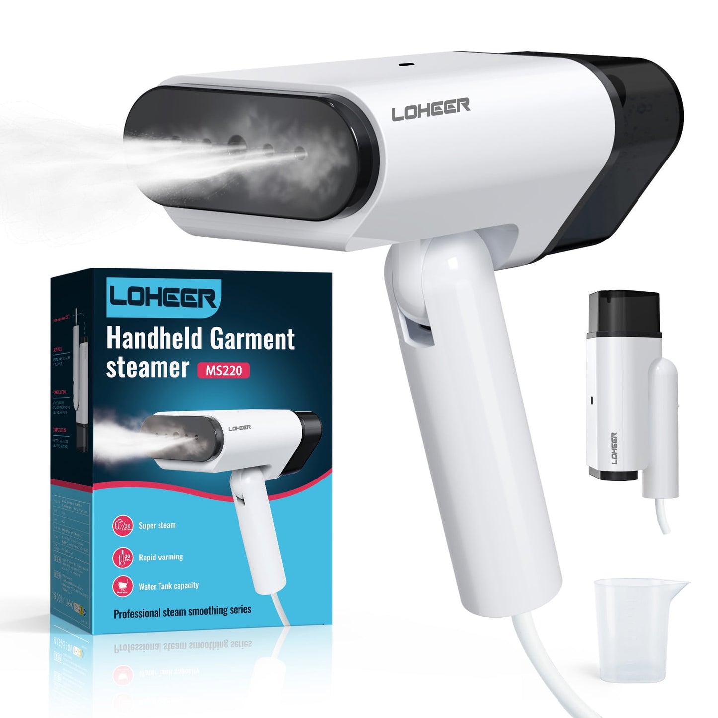 LOHEER Travel Steamer for Clothes 1000W , Foldable Handheld Garment Steamer Fabric Wrinkle Remover
