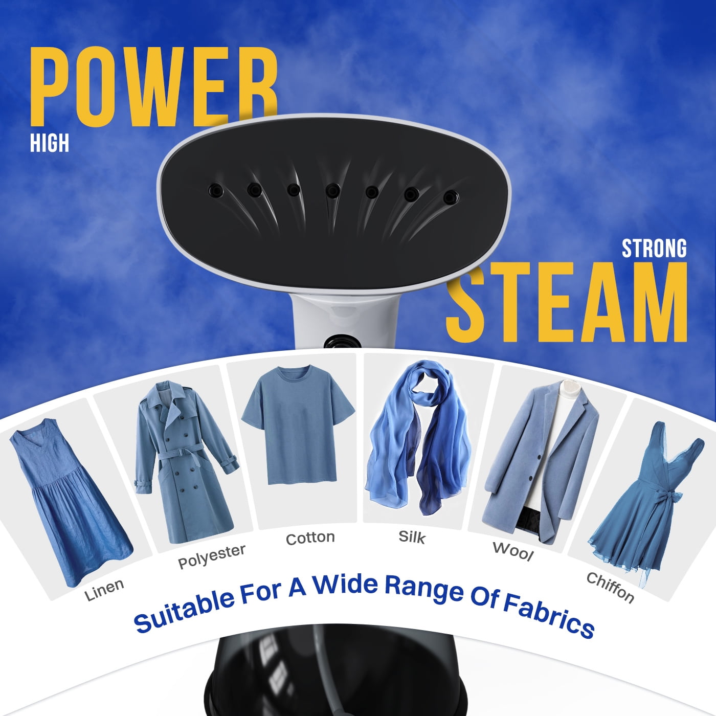 LOHEER Steamer for Clothes, 1350W Portable Handheld Garment Steamer, 400ml Water Tank, White/Black