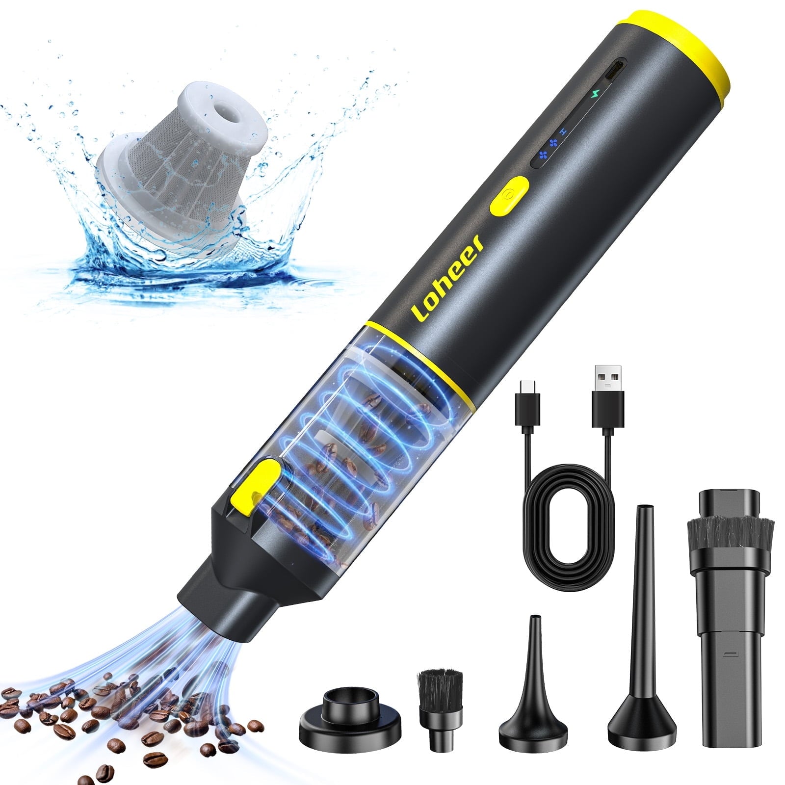 Loheer Handheld Vacuum Cordless, Portable Car Vacuum Cleaner, 16KPA Powerful Suction for Car Home Pet