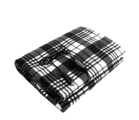 Heated Car Blanket - 12-Volt Electric Blanket for Car, Truck, SUV, or RV - Portable Heated Throw - Camping Essentials by Loheer (Black/White Plaid)
