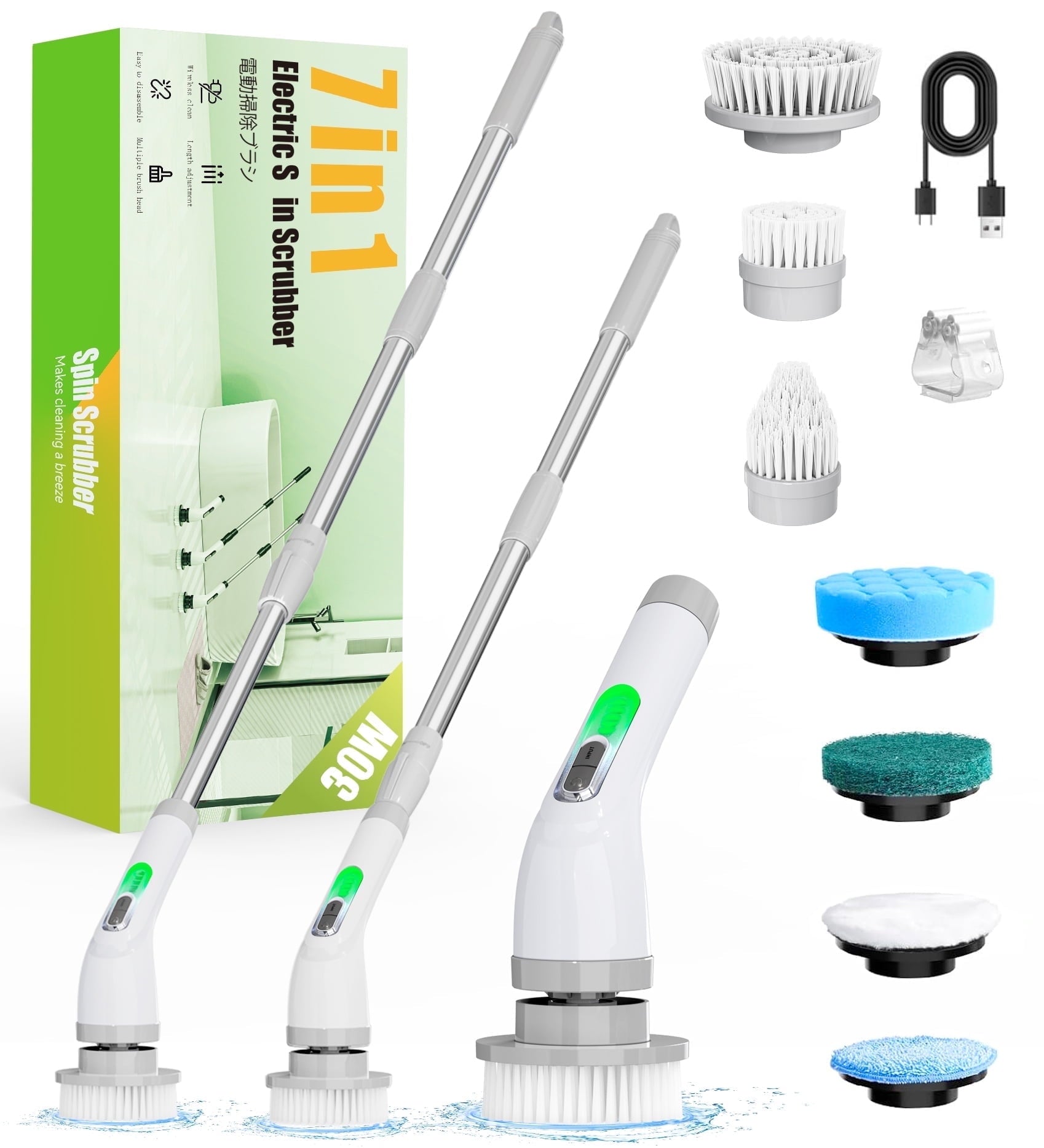 LOHEER Electric Spin Scrubber, Cordless Bathroom Scrubber Cleaning Brush for Floor, Bathtub, Kitchen