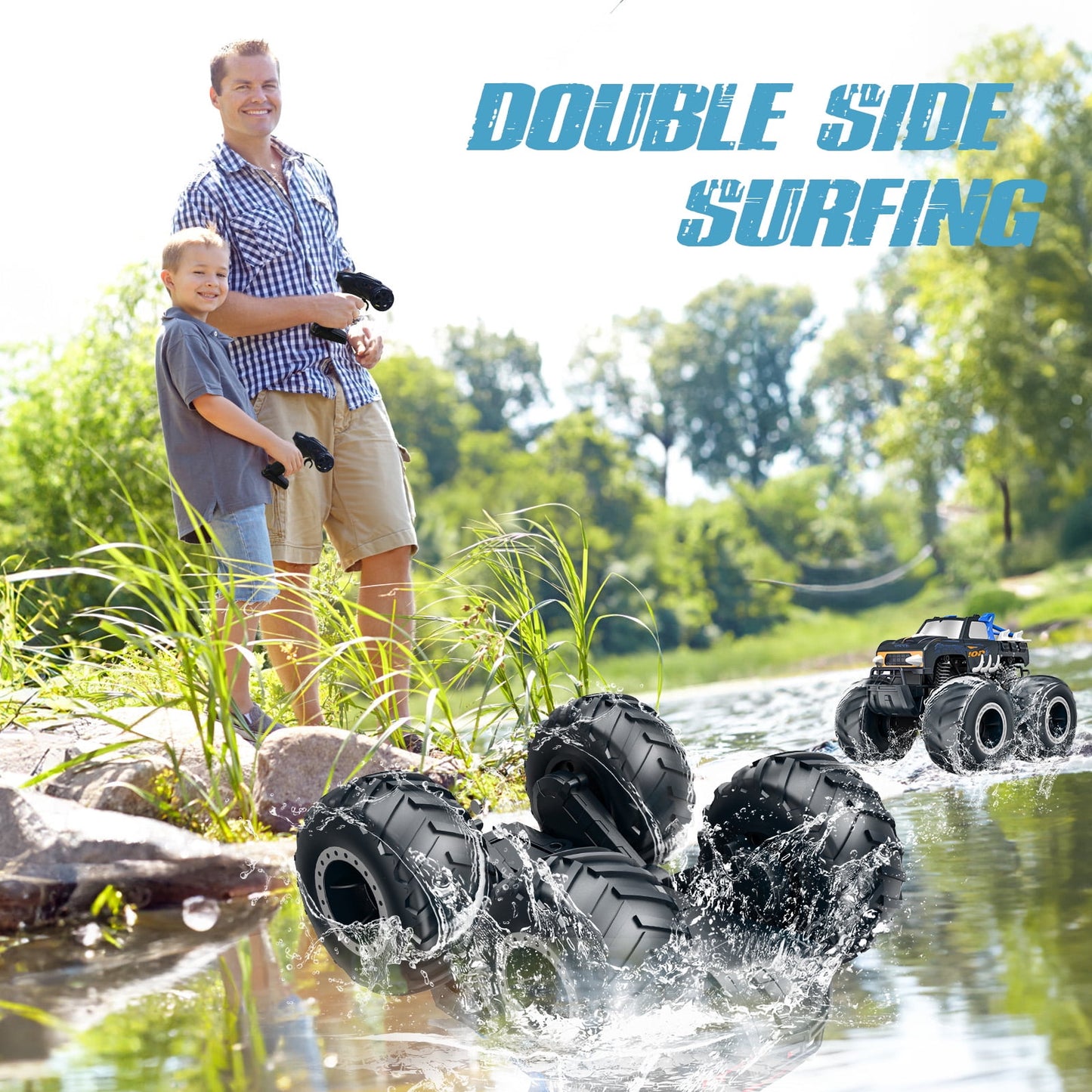 LOHEER 1:16 Remote Control Cars , Waterproof 4WD RC Monster Truck Toys Gifts for Kids Adults
