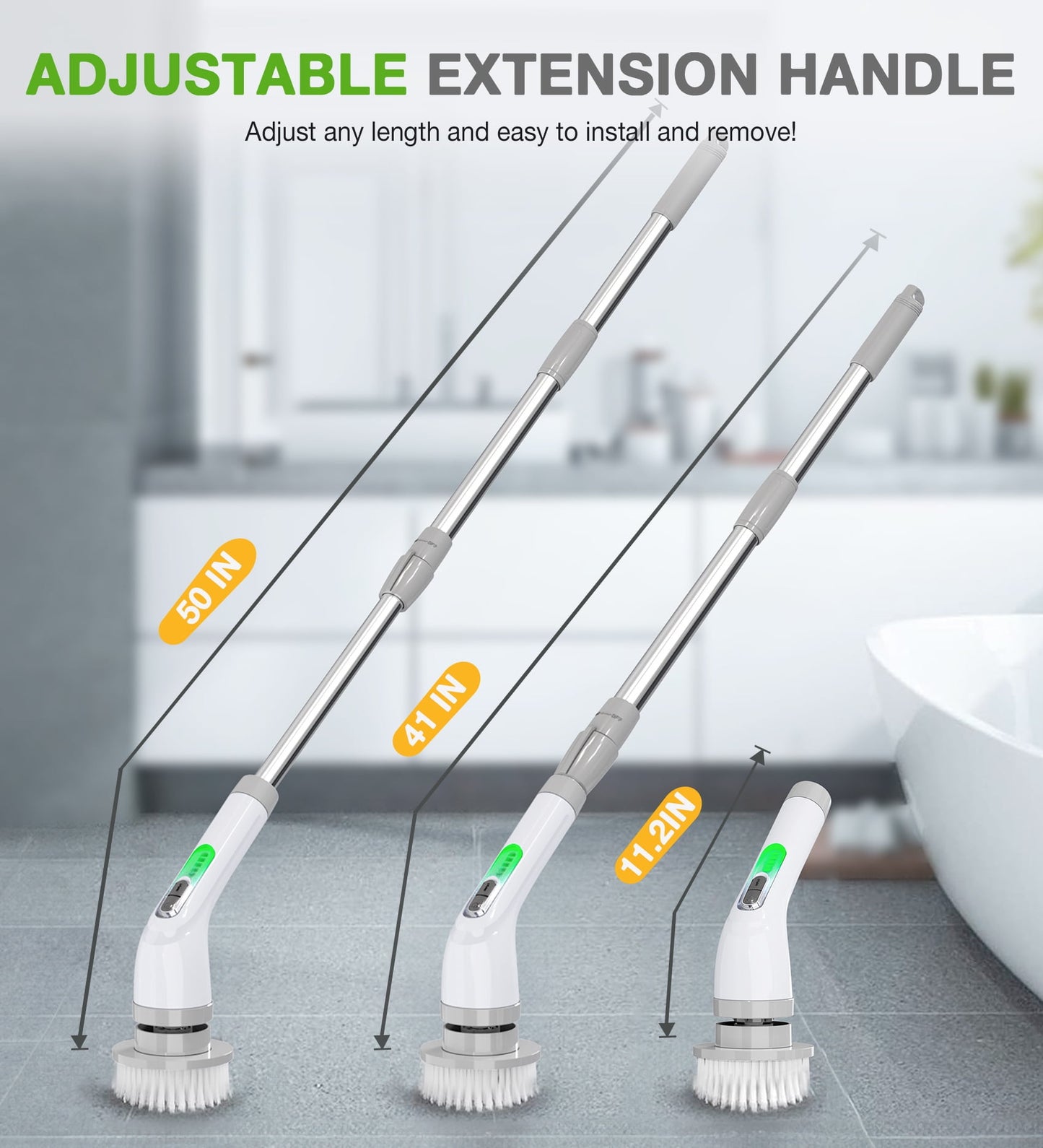 LOHEER Electric Spin Scrubber, Cordless Bathroom Scrubber Cleaning Brush for Floor, Bathtub, Kitchen