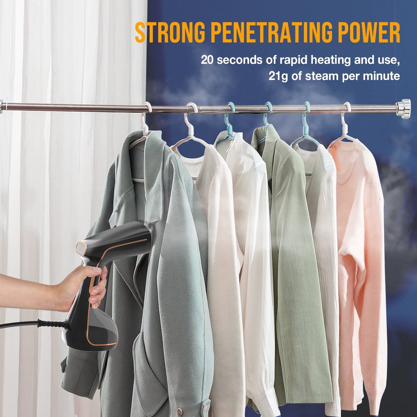 Steamer for Clothes 1200W, Loheer Portable Clothes Steamer for Home, Travel, 320ml Water Tank